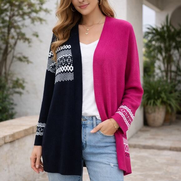 Lane Bryant Sweaters - Lane Bryant Pink Black Color Block Cardigan Sweater NWT 14/16